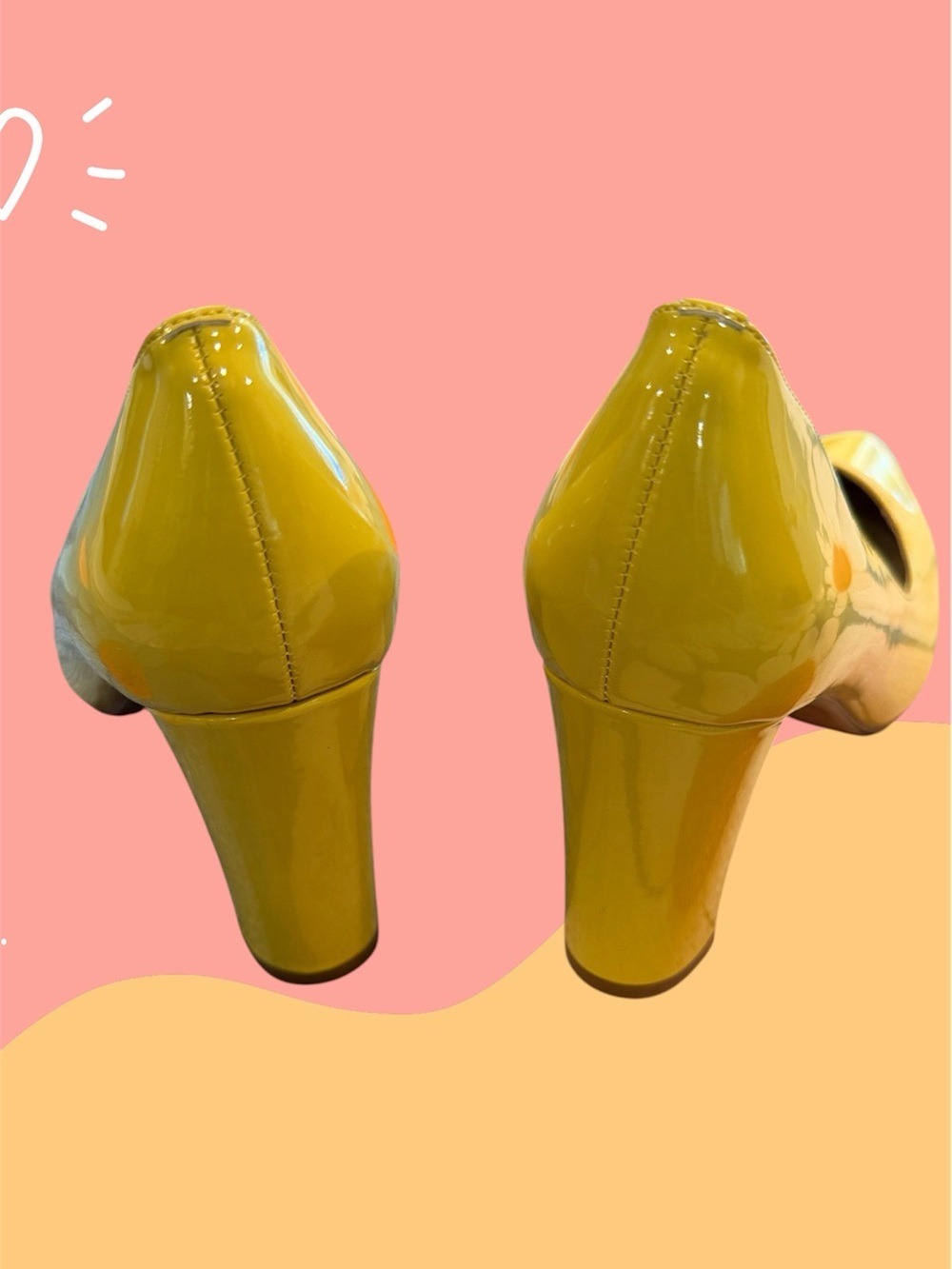 JOY IN LOVE Chunky Patent Shiny Heels for Women’s Pointed Toe Pumps Size 10